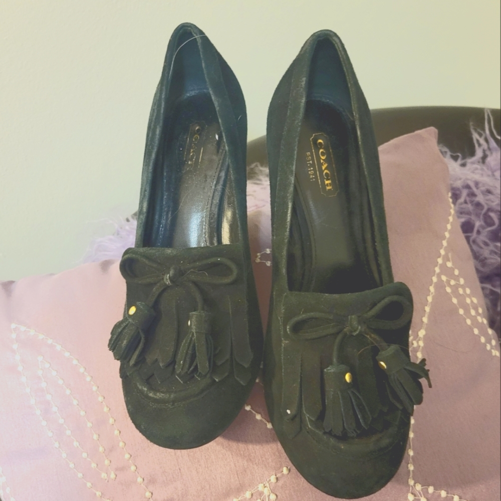 Coach authentic Suede wedge shoes sz 6